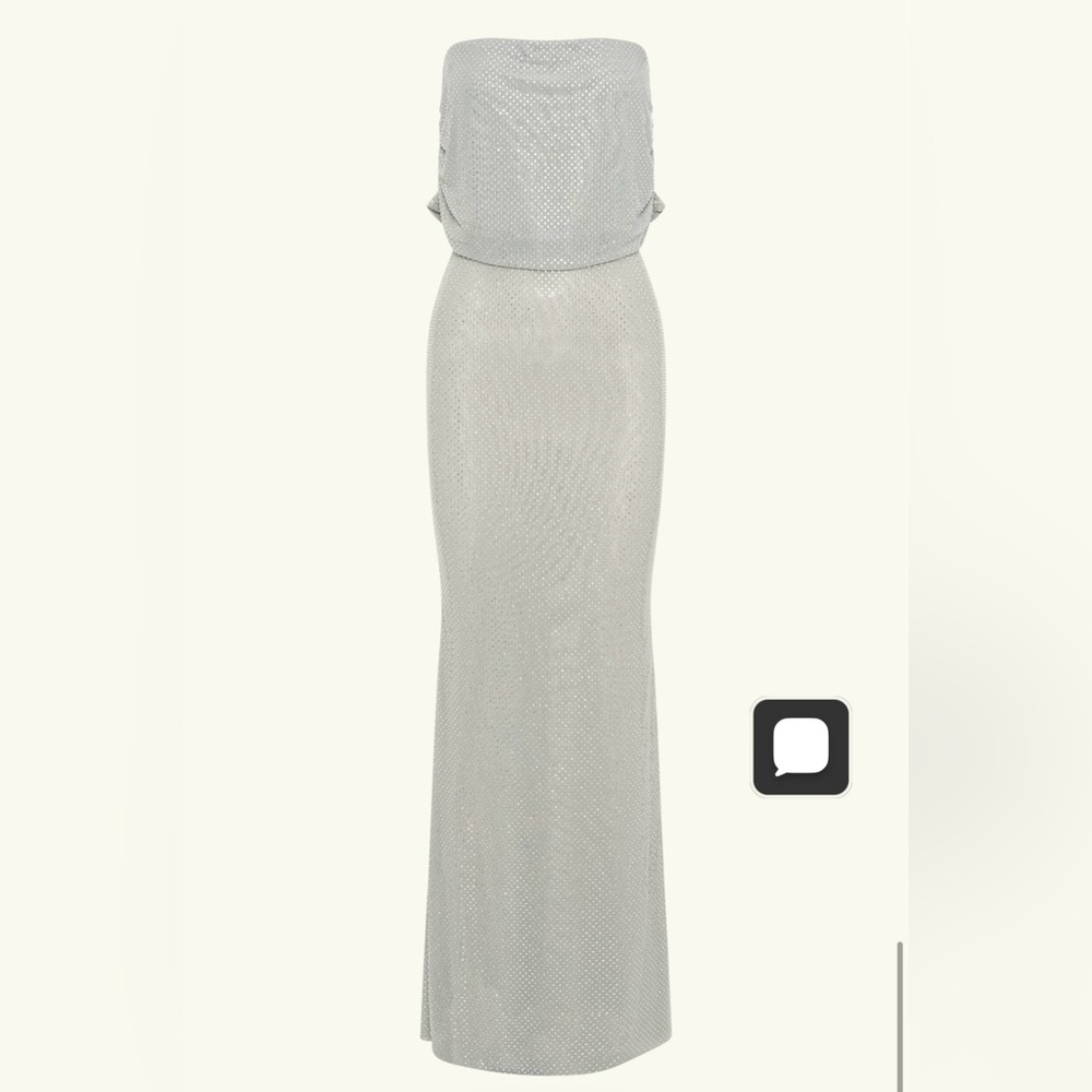 Meshki Diamanté silver maxi dress M glittery sequins - Picture 16 of 16
